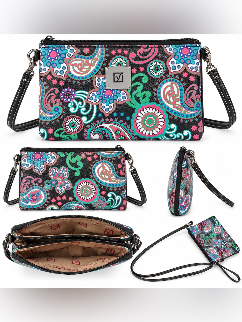 Stone Mountain Colorful Paisley Crossbody & Wristlet/Wallet